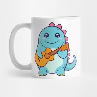 Funny Dinosaur Playing Acoustic Guitar Cartoon Mug